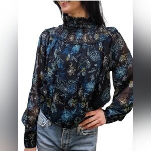 bishop + young NWT Navy Floral Blouse PTP 22 Length 19